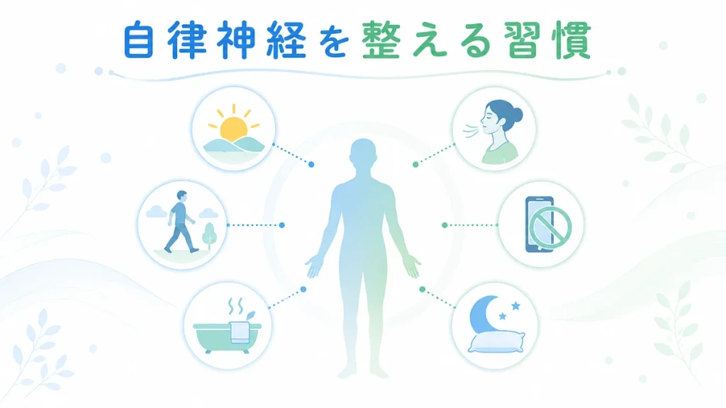 自律神経を整える生活習慣を表したイラスト