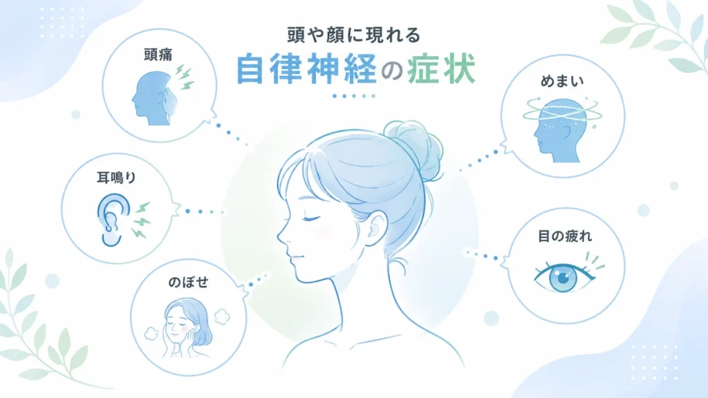 頭や顔に現れる自律神経症状のイメージ