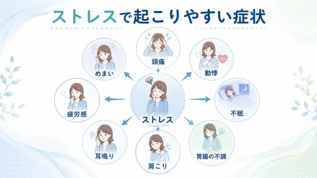 ストレスによる自律神経の乱れで起こる代表的な症状