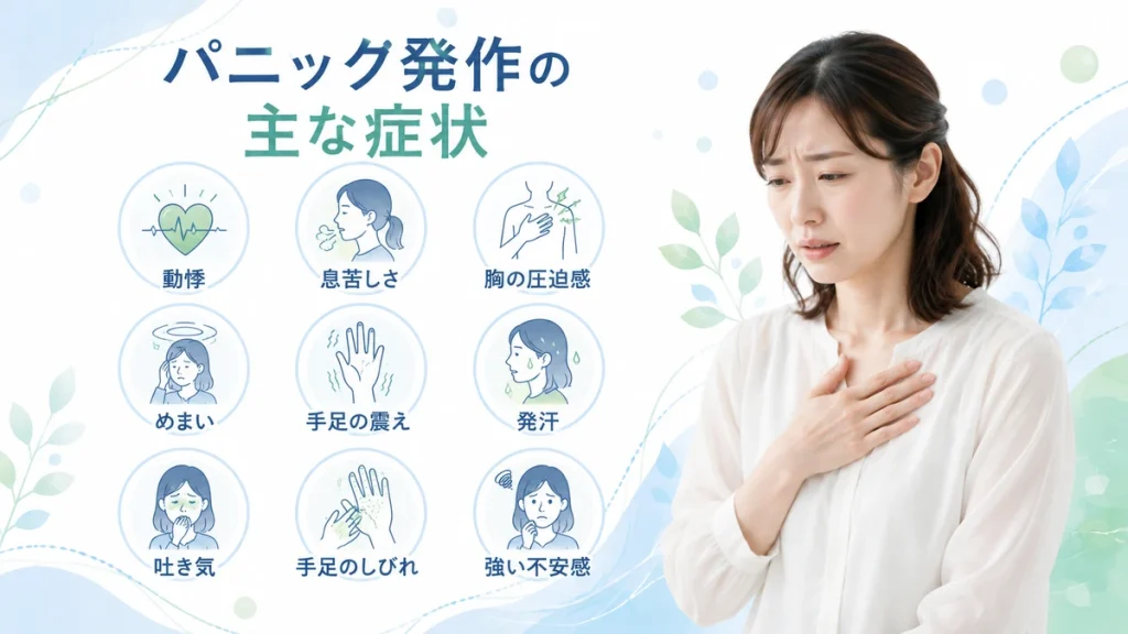 パニック発作で現れやすい症状のイメージ