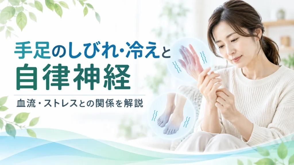 手足のしびれ・冷えと自律神経や血流との関係を解説するイメージ